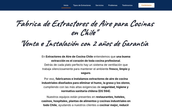 Screenshot of extractoresdeairedecocina.cl