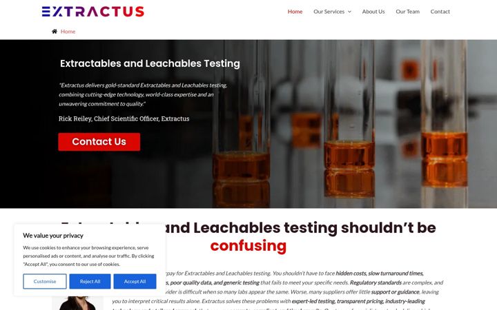 Screenshot ta' extractus.co.uk