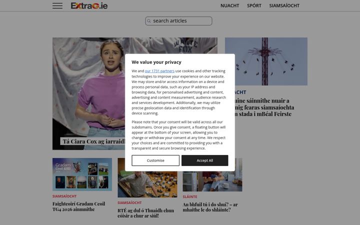 Skærmbillede af extrag.ie
