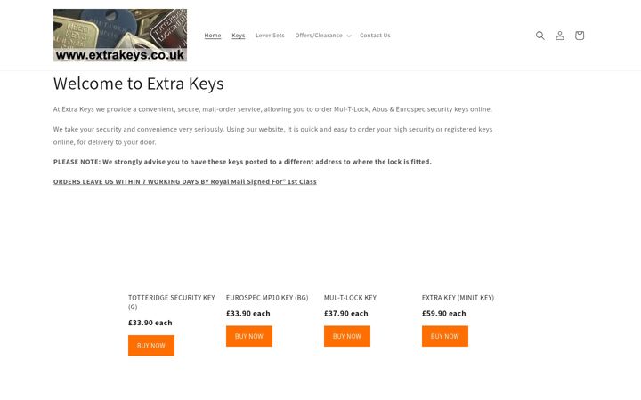 Screenshot di extrakeys.co.uk