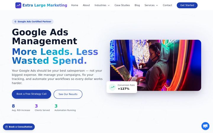 Screenshot of extralargemarketing.com