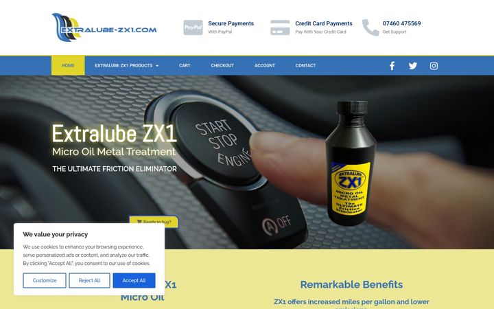 Screenshot of extralube-zx1.com