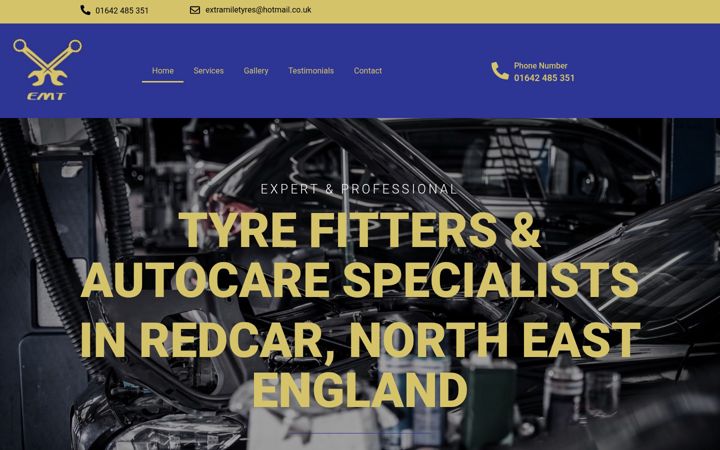 Screenshot of extramiletyresandautocare.co.uk