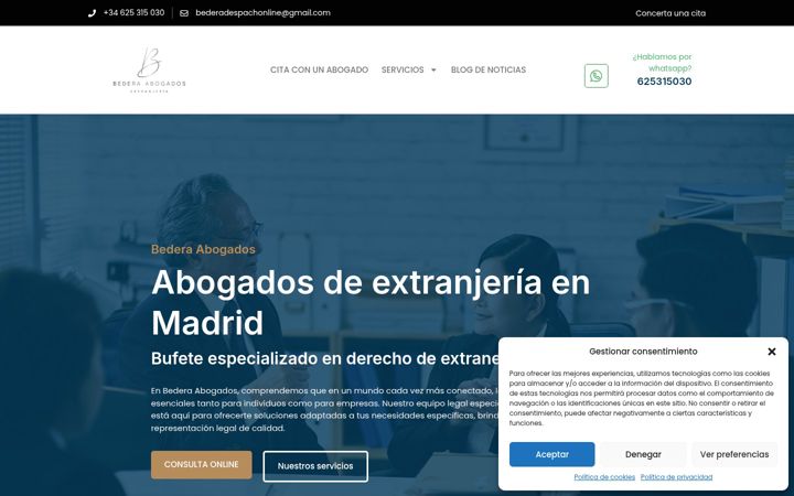 Screenshot of extranjeriabedera.com