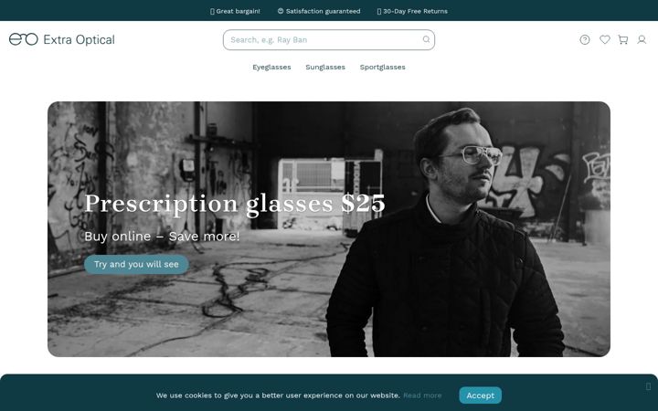 Screenshot of extraoptical.com