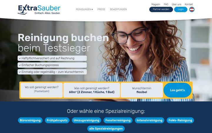 Screenshot of extrasauber.at