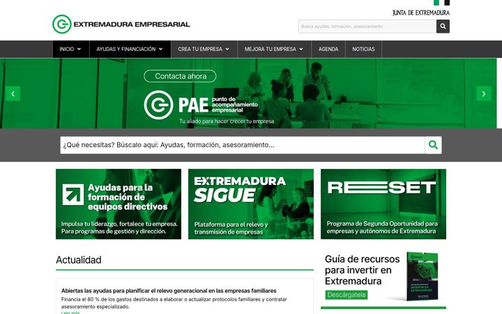 Screenshot of extremaduraempresarial.es
