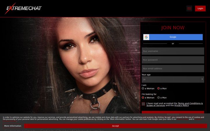 Screenshot of extremechat.com