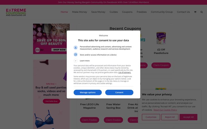 Screenshot di extremecouponing.co.uk