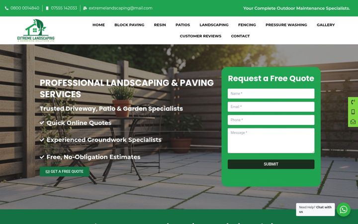 Screenshot of extremelandscapingandgardeningsolutions.co.uk