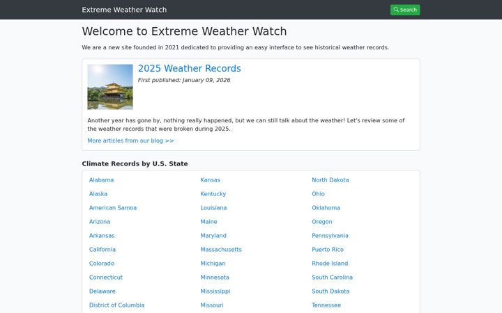 Screenshot of extremeweatherwatch.com