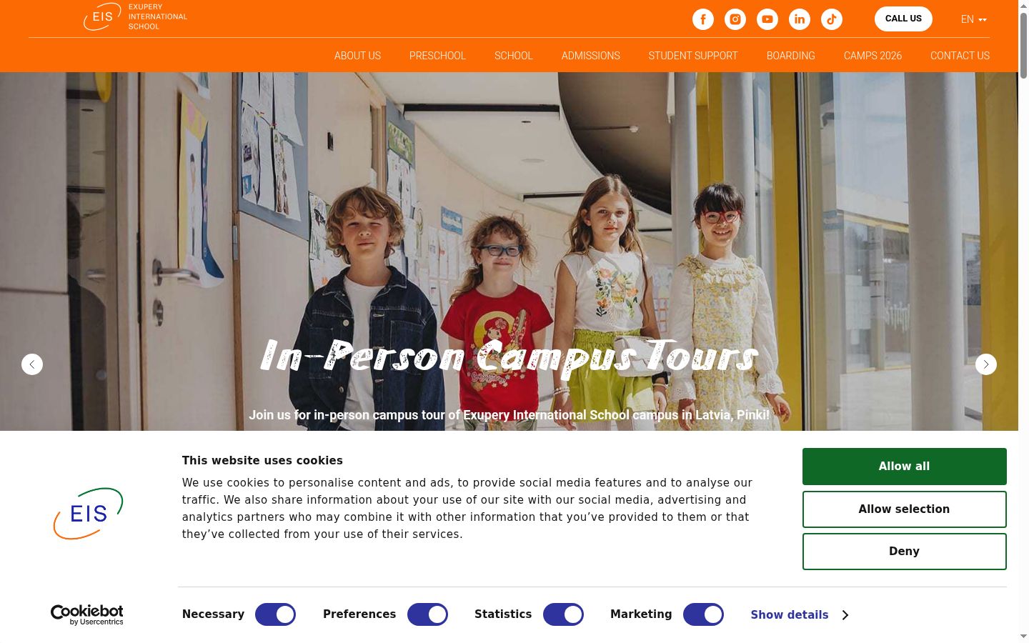 Skærmbillede af samtykkebanneret, som det blev vist før nogen interaktion