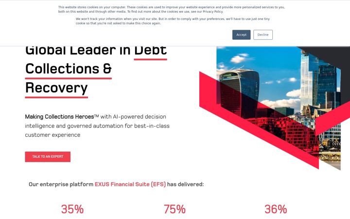Screenshot of exus.co.uk