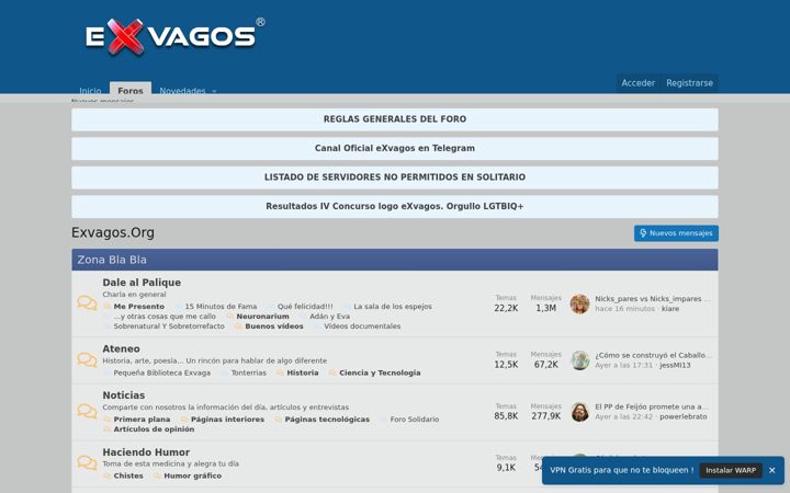 Screenshot of exvagos.org
