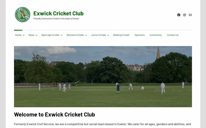 Skærmbillede af exwickcricket.co.uk