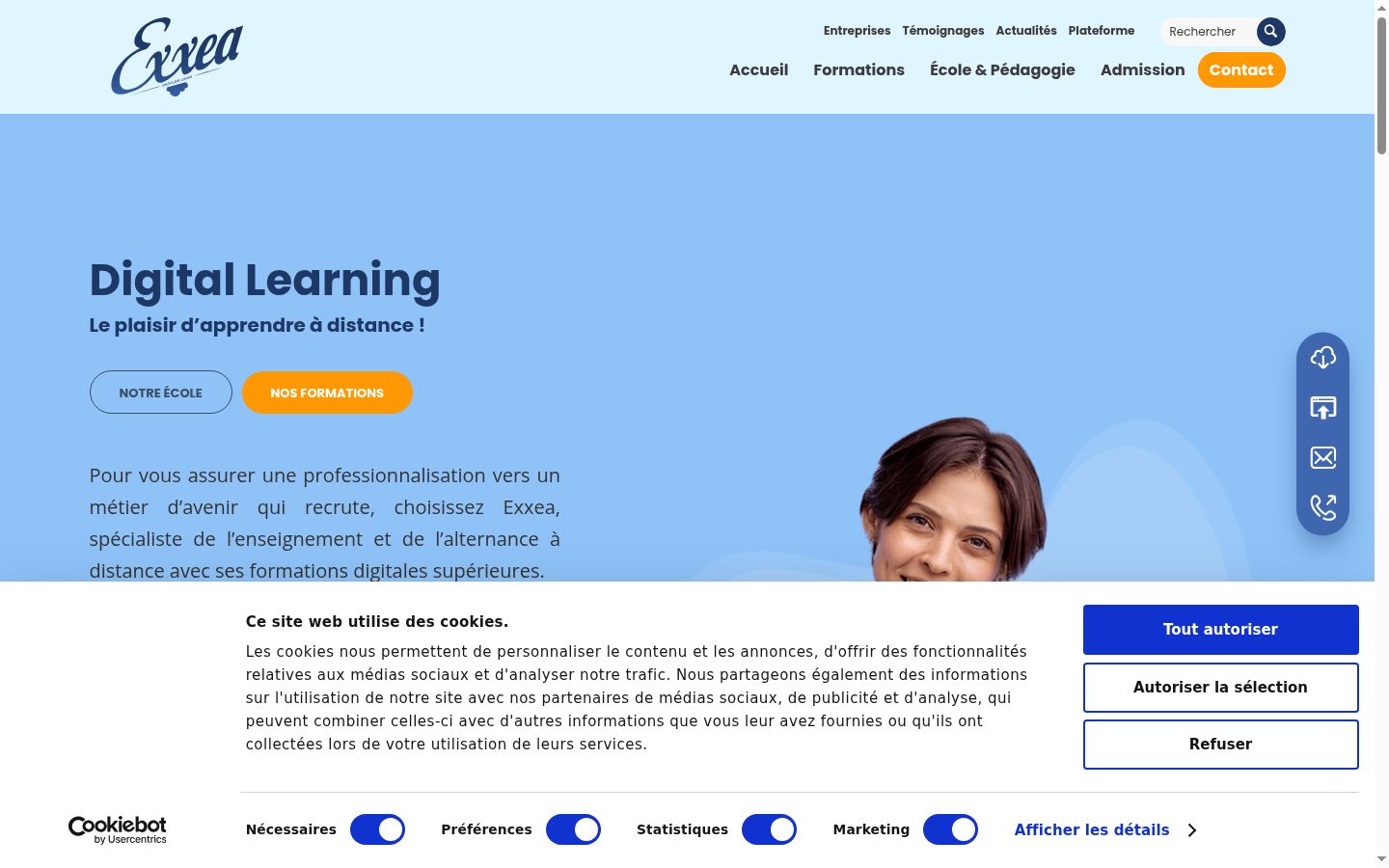 Captura de ecrã do banner de consentimento apresentado antes de qualquer interação