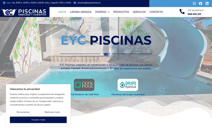 Screenshot του eycpiscinas.es