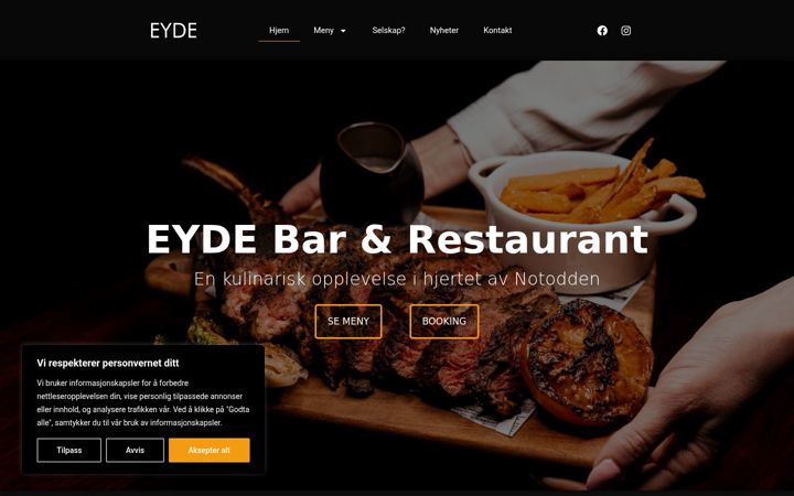 Screenshot of eyderestaurant.no