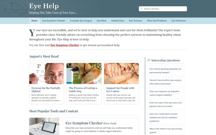 Screenshot of eyehelp.co.uk