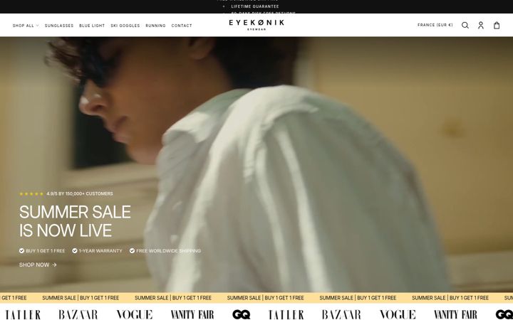 Screenshot of eyekonikeyewear.fr