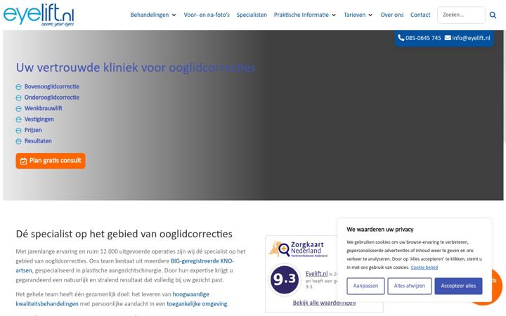 Screenshot of eyelift.nl