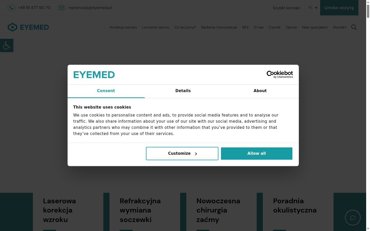 Sutikimo reklamjuostės, rodytos prieš bet kokią sąveiką, ekrano kopija