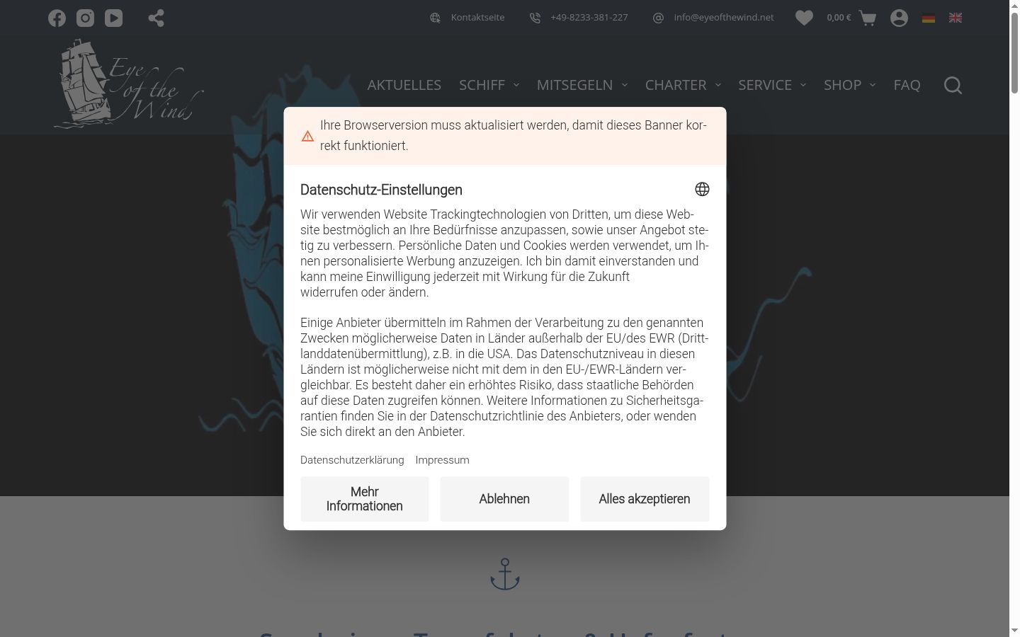 Screenshot tal-banner tal-kunsens muri qabel kwalunkwe interazzjoni