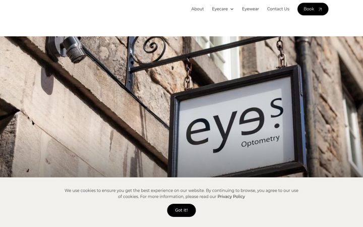 Screenshot of eyesoptometry.co.uk