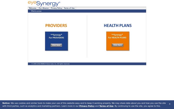 Screenshot of eyesynergy.com