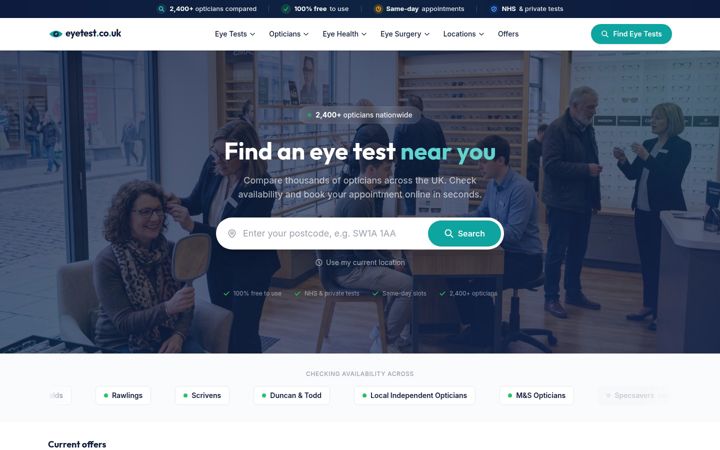 Zrzut ekranu eyetest.co.uk