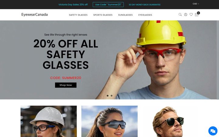 Screenshot of eyewearcanada.com