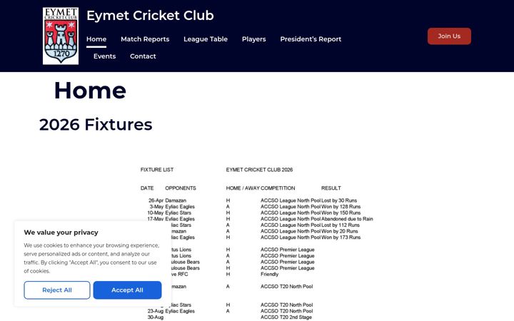 Screenshot of eymetcricket.club