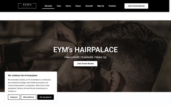 Screenshot of eyms-hairpalace.de