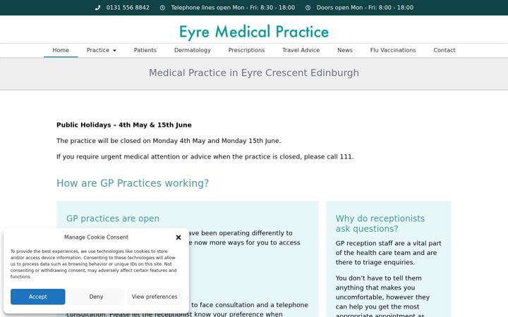 Screenshot of eyre-medical-practice.co.uk