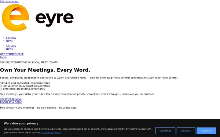 Screenshot ta' eyre.ai