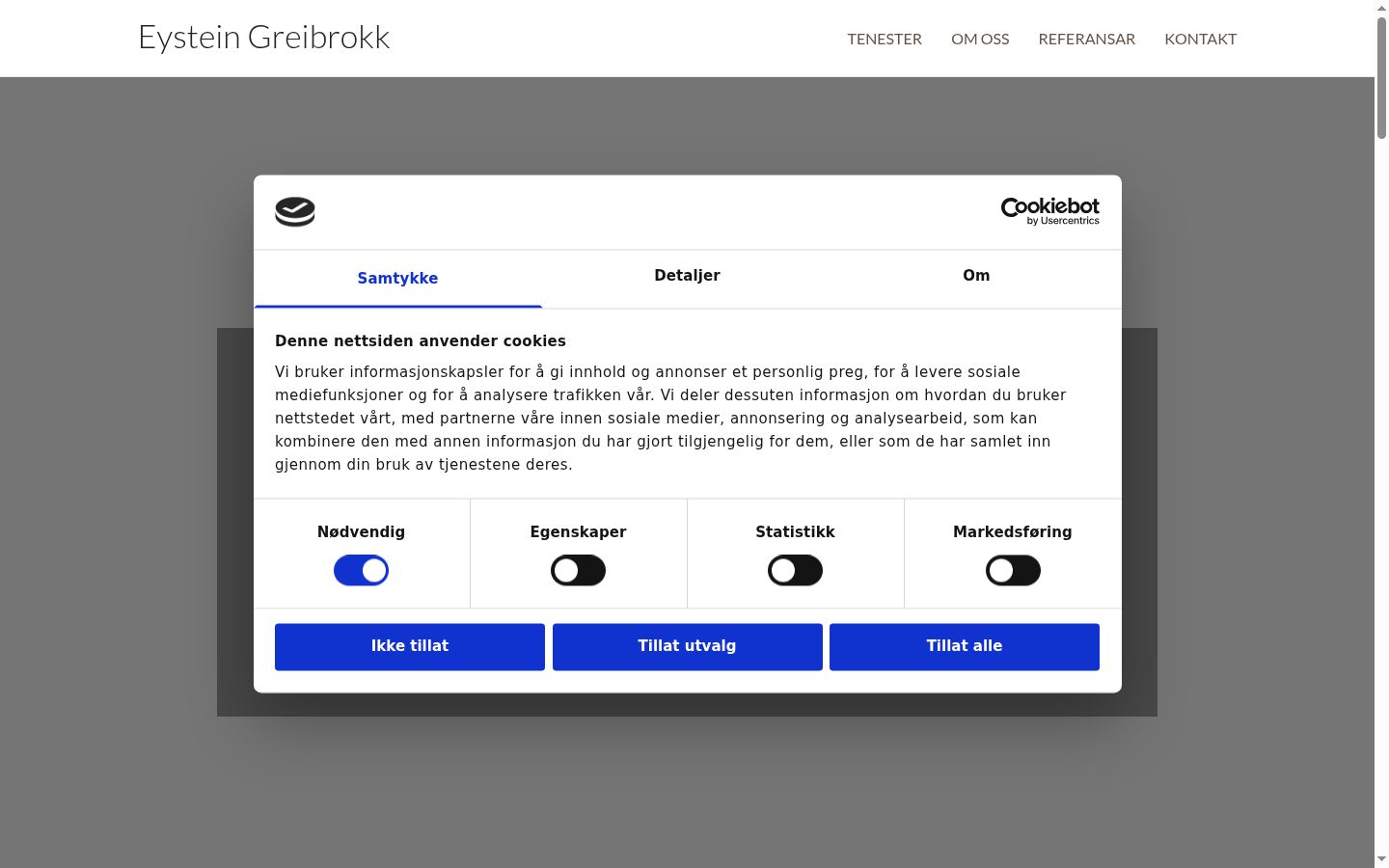 Screenshot of the consent banner shown before any interaction