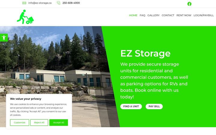 Screenshot of ez-storage.ca