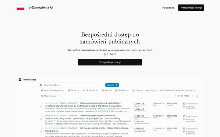 Screenshot of ezamowienia.ai