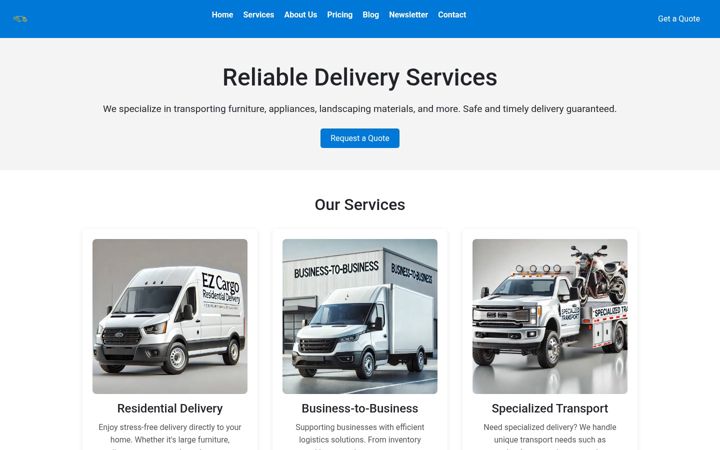 Screenshot of ezcargohaulers.com