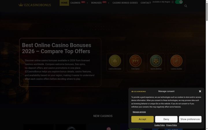 Screenshot of ezcasinobonus.com
