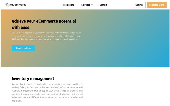 Captură de ecran a ezcommerce.io