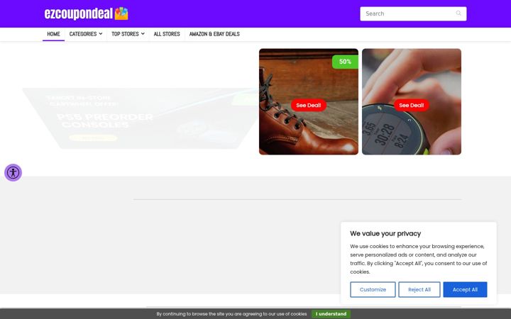 Screenshot of ezcoupondeal.com