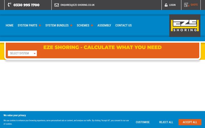 Screenshot stránky eze-shoring.co.uk