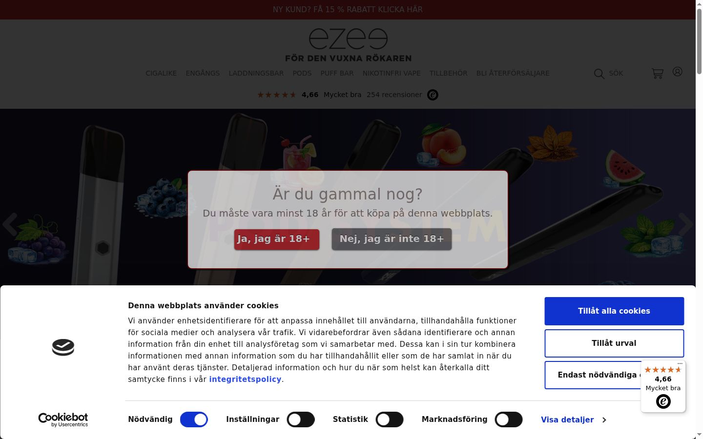 Snimka zaslona bannera za privolu prikazanog prije bilo kakve interakcije