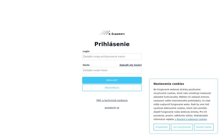 Screenshot of eziadosti.sk