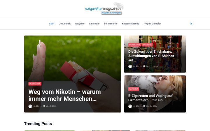 Screenshot of ezigarette-magazin.de
