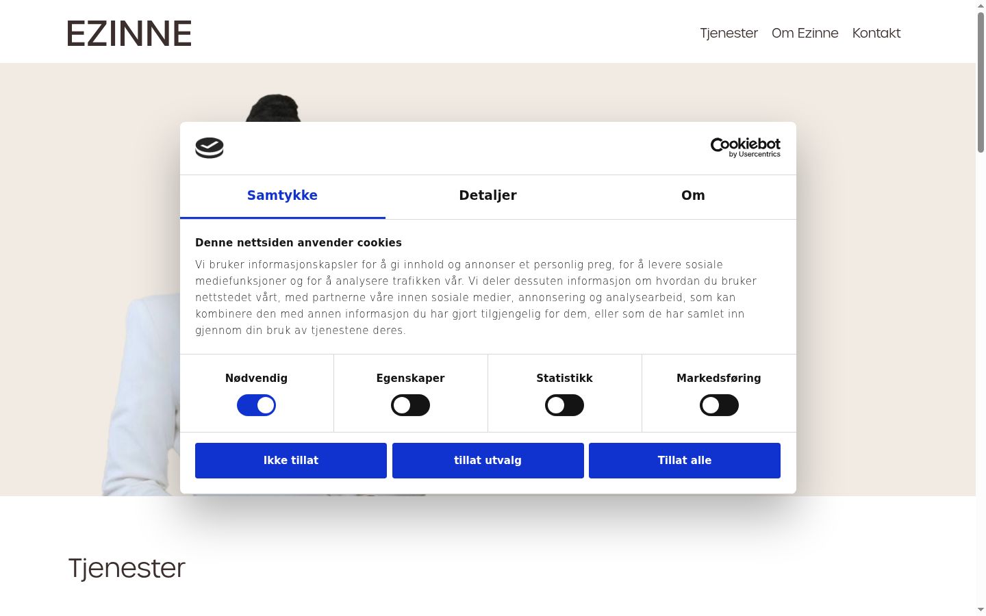 Screenshot of the consent banner shown before any interaction