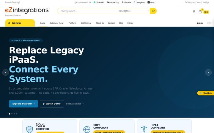 Screenshot of ezintegrations.ai