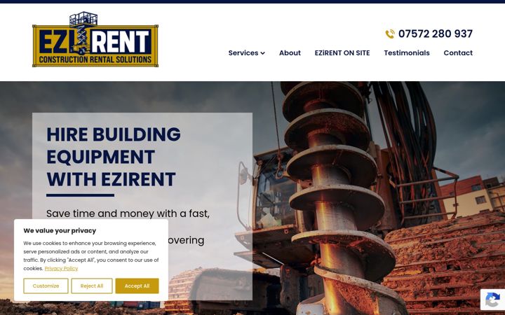 Screenshot stránky ezirent.co.uk
