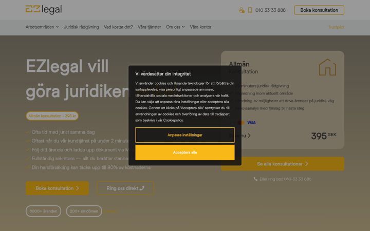 Screenshot of ezlegal.se
